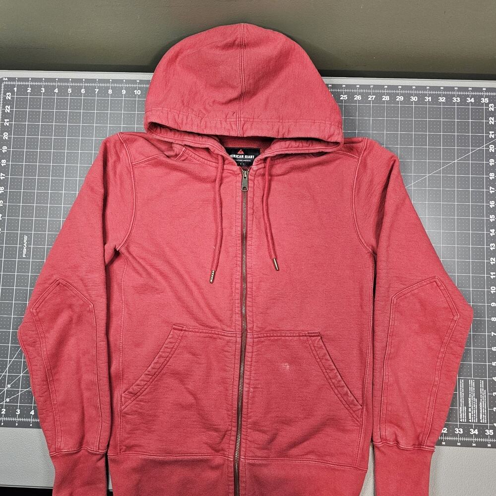 American Giant Hoodie Small Red Full Zip Cotton USA Made Workwear Heavyweight